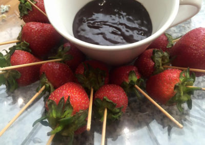 strawberries and hot choc